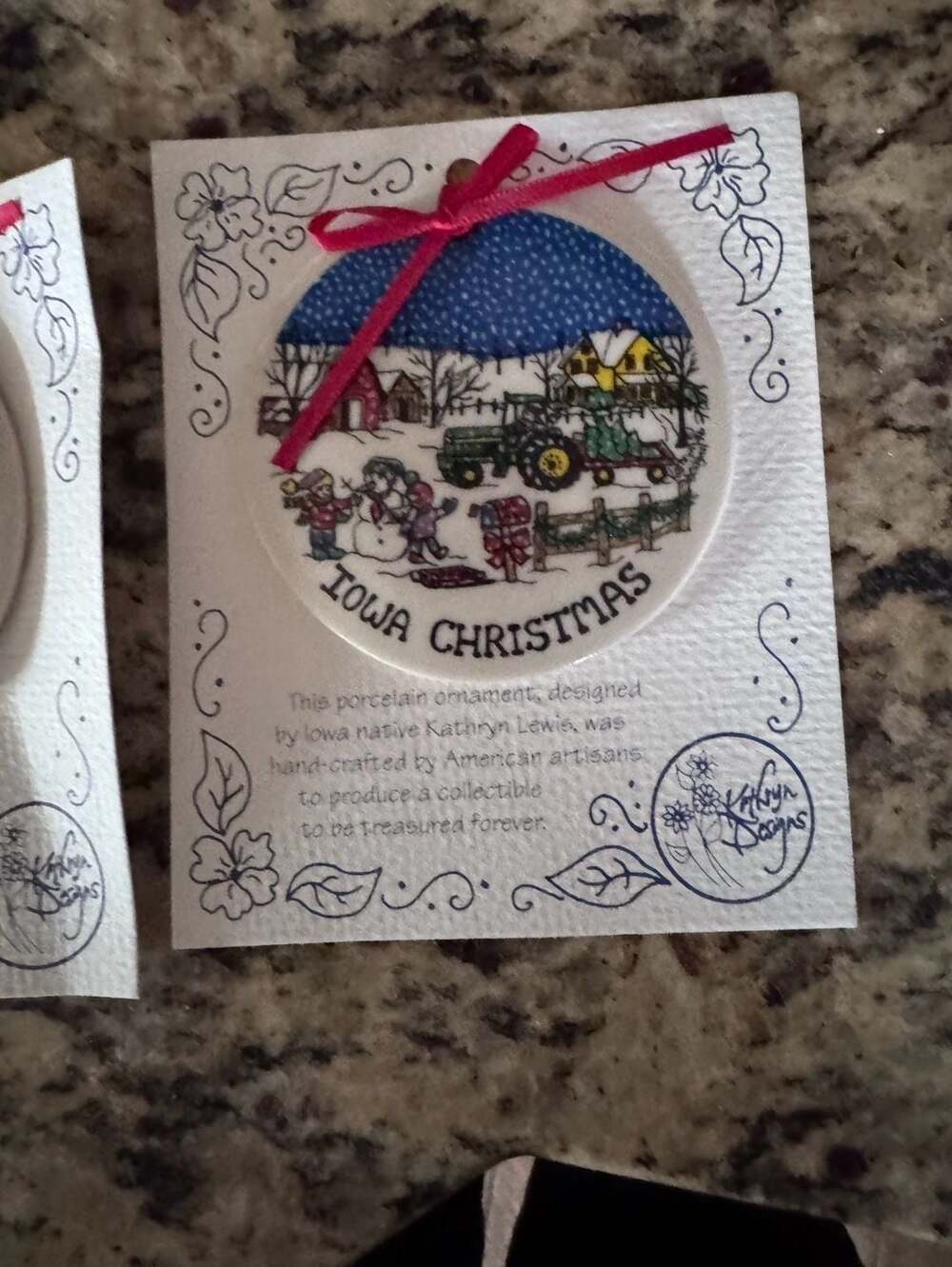 Kathryn Designs Iowa Christmas Porcelain Ornament